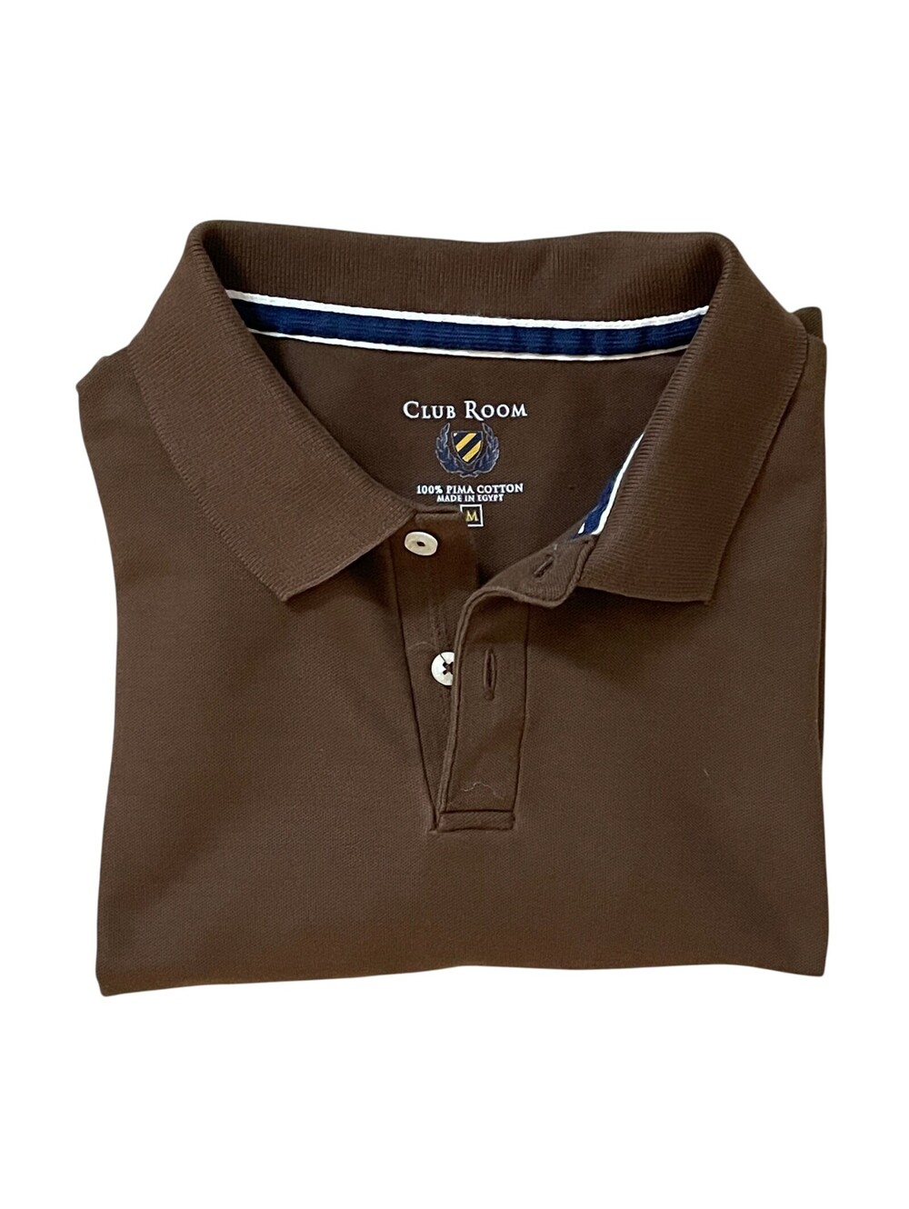 Club Room Men's 100% Pima Cotton MEDIUM Brown Polo Shirt